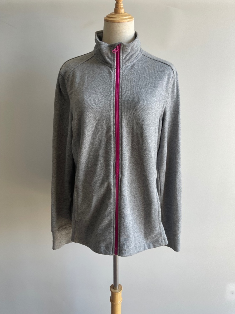 Danskin Now Womens Large Gray Track Jacket Full Zip Lightweight Athletic Top